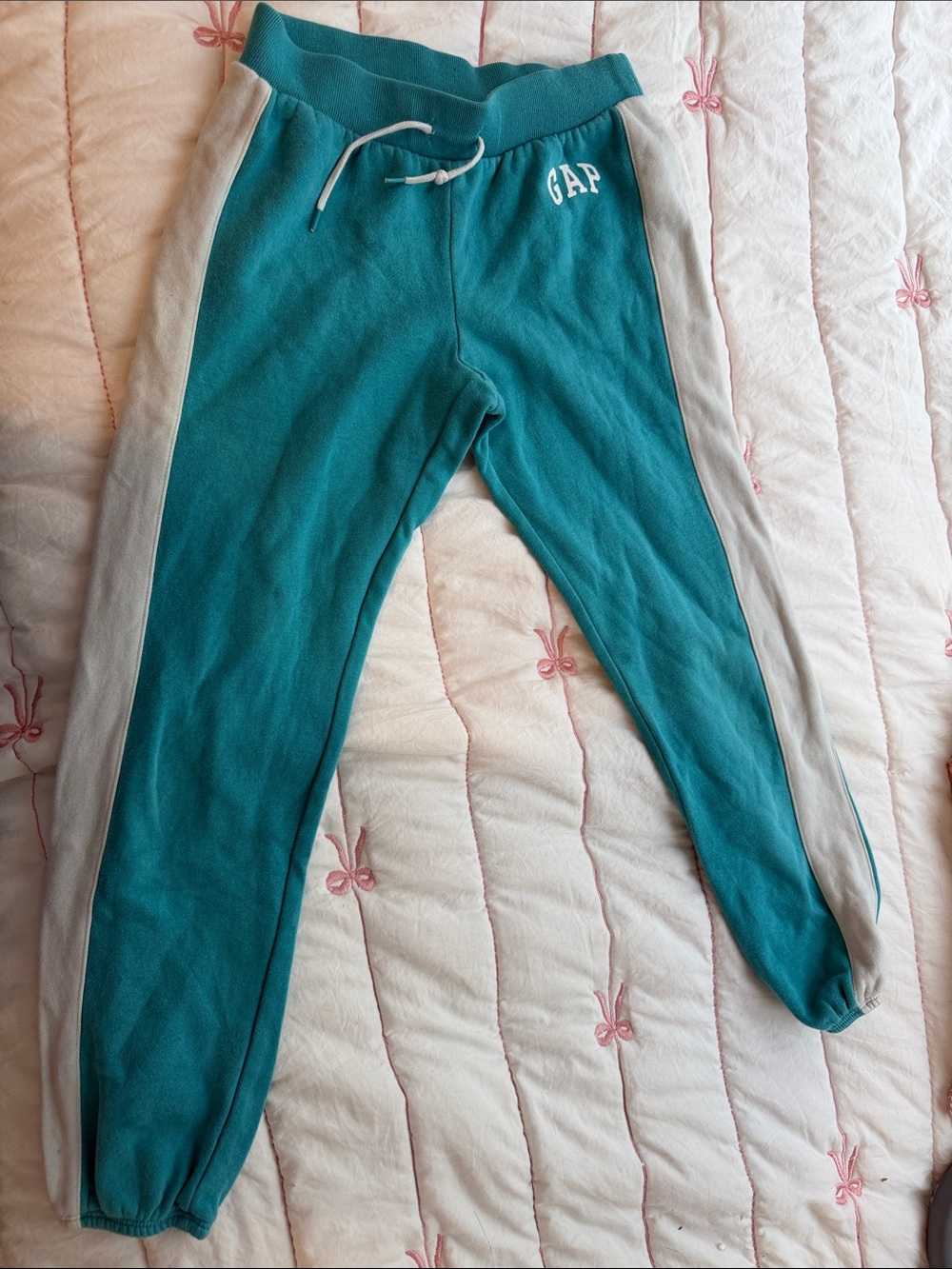 GAP Teal Jogger Pants with Light Gray Side Panels